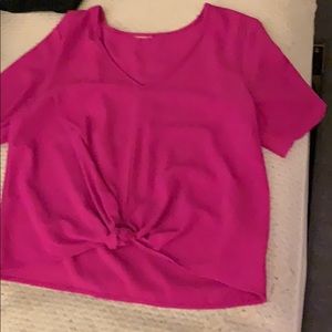 short sleeve neon  pink top